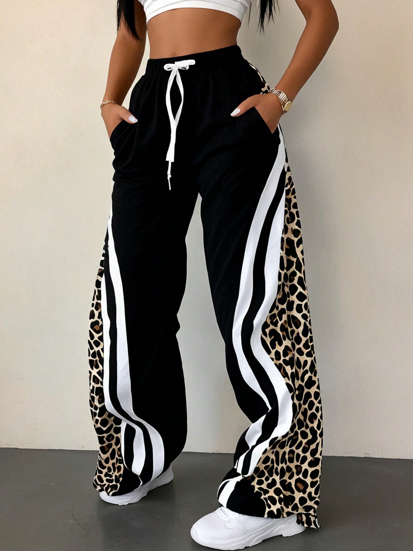 Leopard Print Track Pants