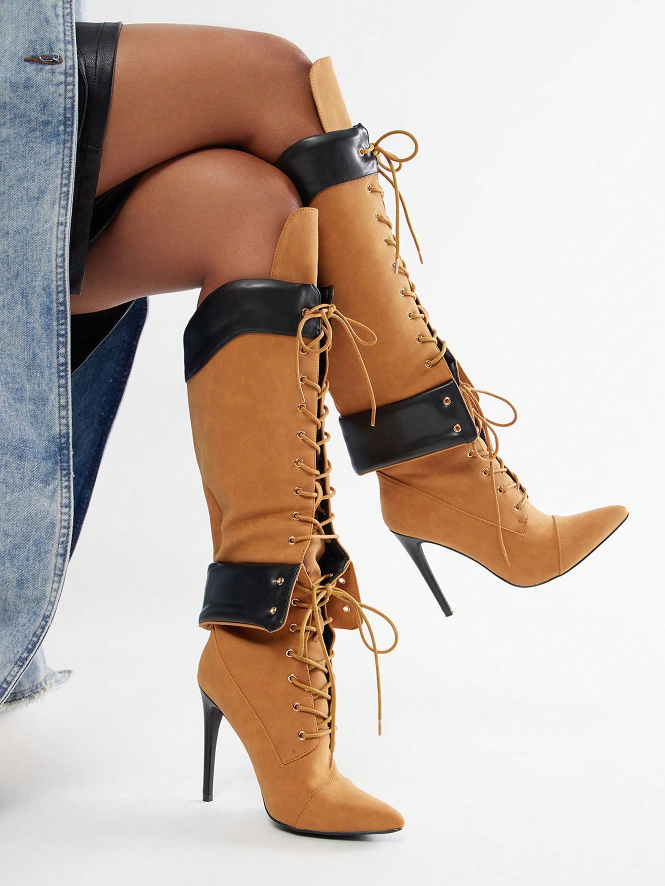 Knee-High Lace-Up Boots
