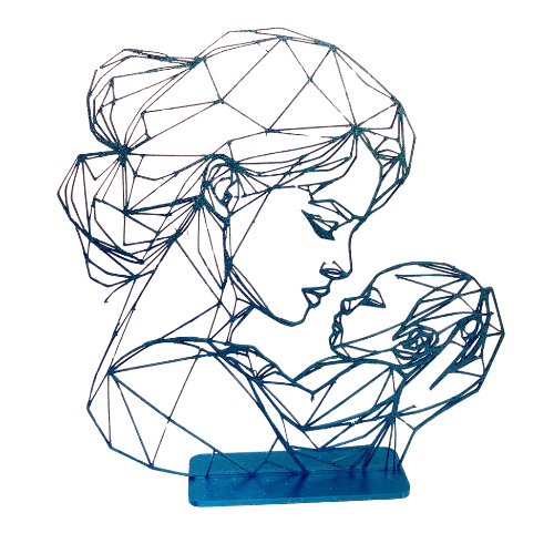 Escultura Mãe e Filho Geométrica