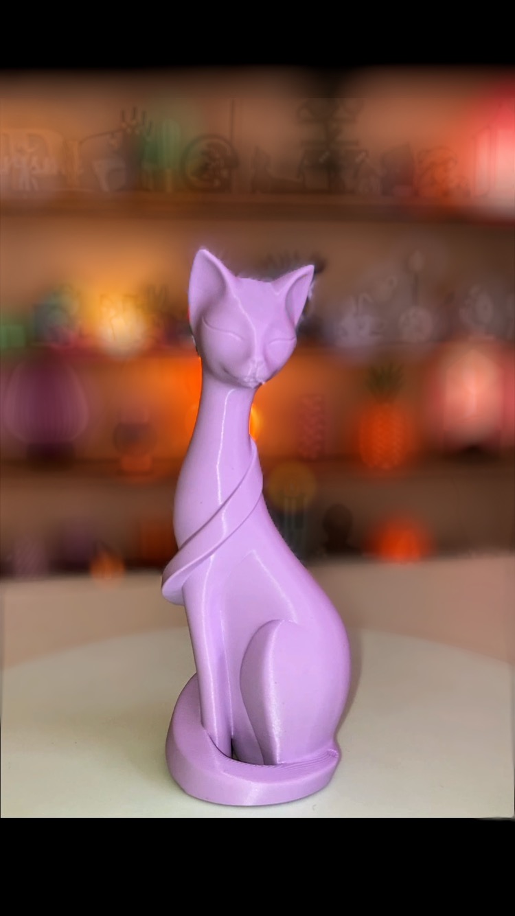 Estátua Decorativa Gato Roxo