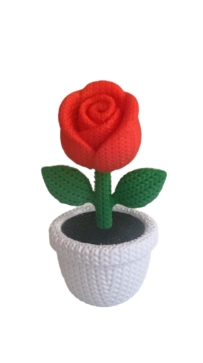 Rosa de Crochê no Vaso