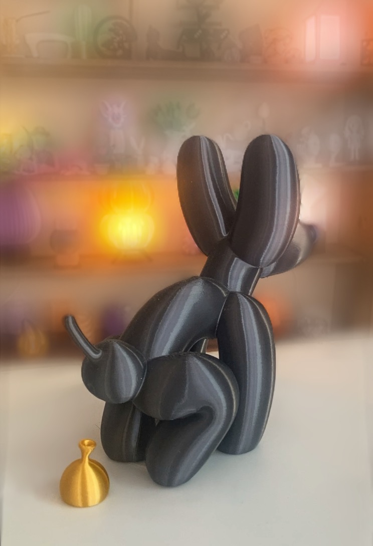 Escultura Cachorro Balão Preto