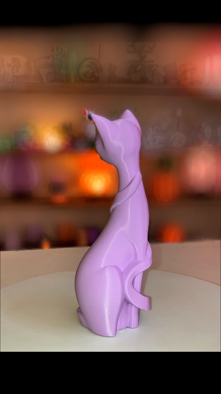 Estátua Decorativa Gato Roxo