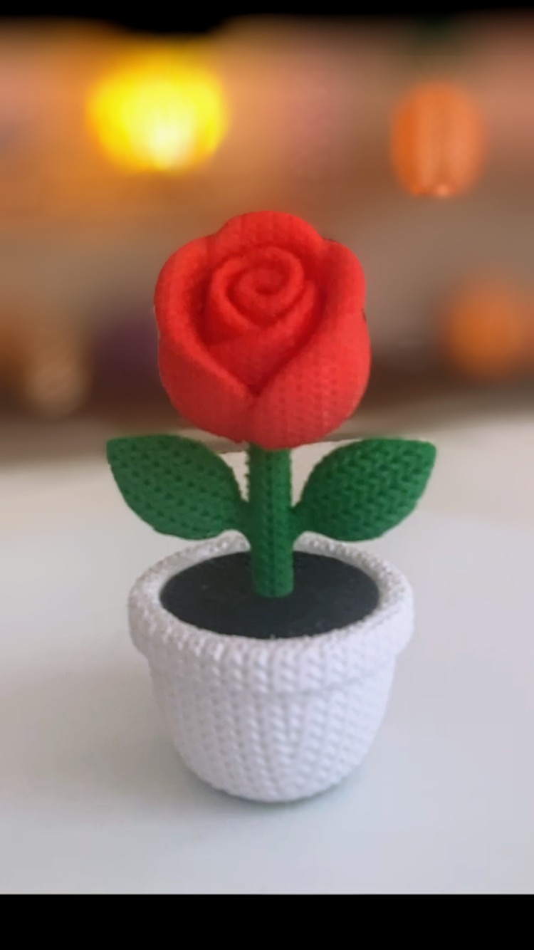 Rosa de Crochê no Vaso