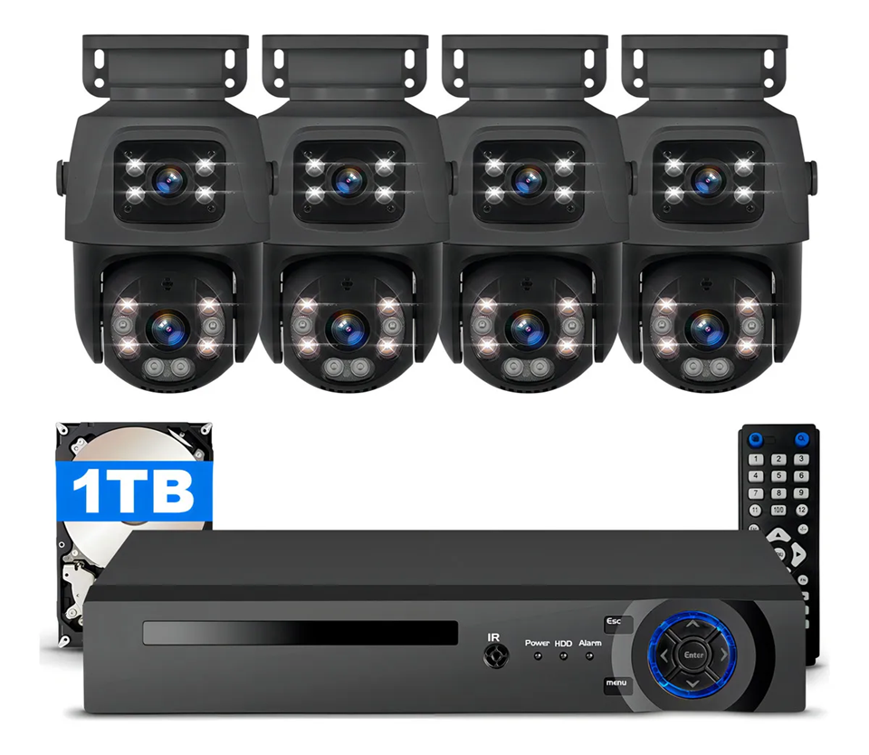 IP Kit de Cámaras Vigilancia POE NVR 6mp 4 Camaras Circuito Cerrado,1TB HDD