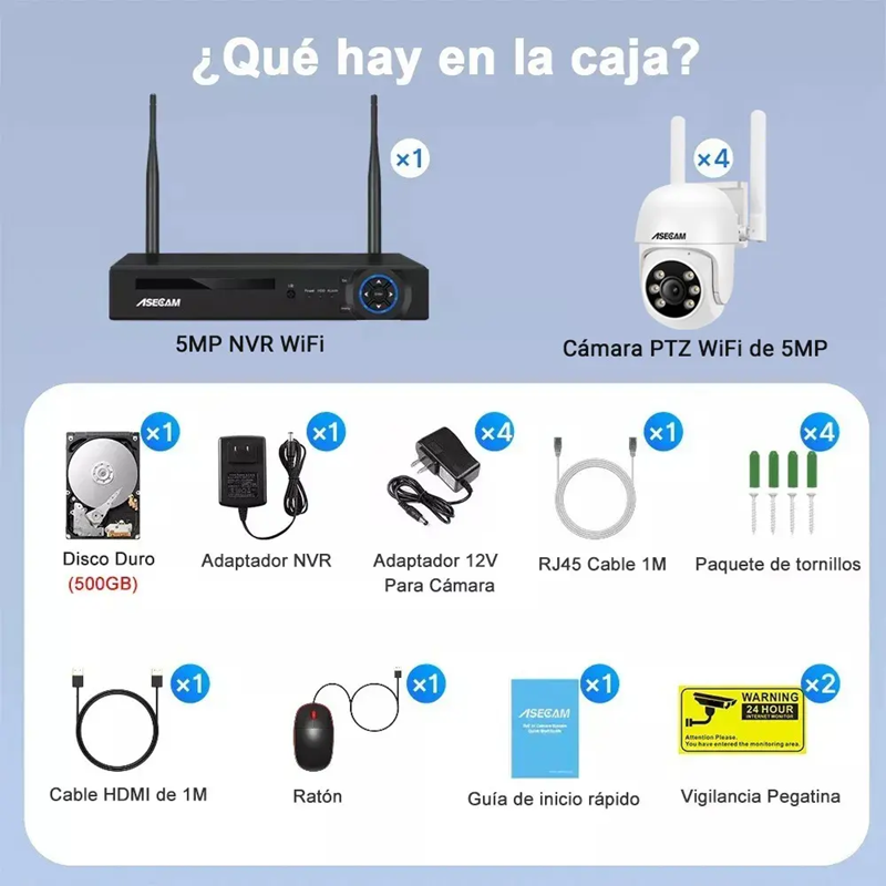 Kit 4 Cámaras De Seguridad Wifi Videovigilancia Cctv Nvr.