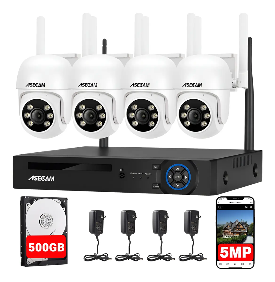 Kit 4 Cámaras De Seguridad Wifi Videovigilancia Cctv Nvr.
