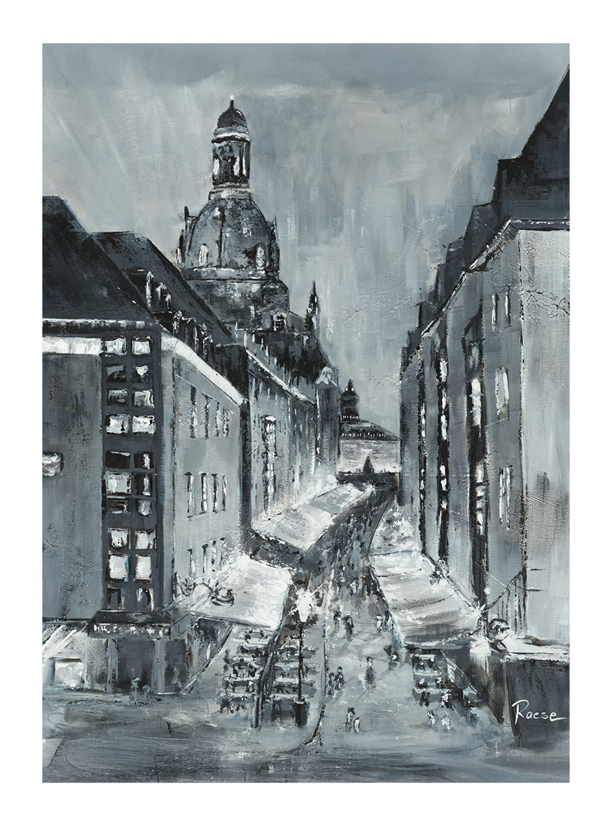 Kunstdruck "Münzgasse Dresden: damals – heute – morgen"