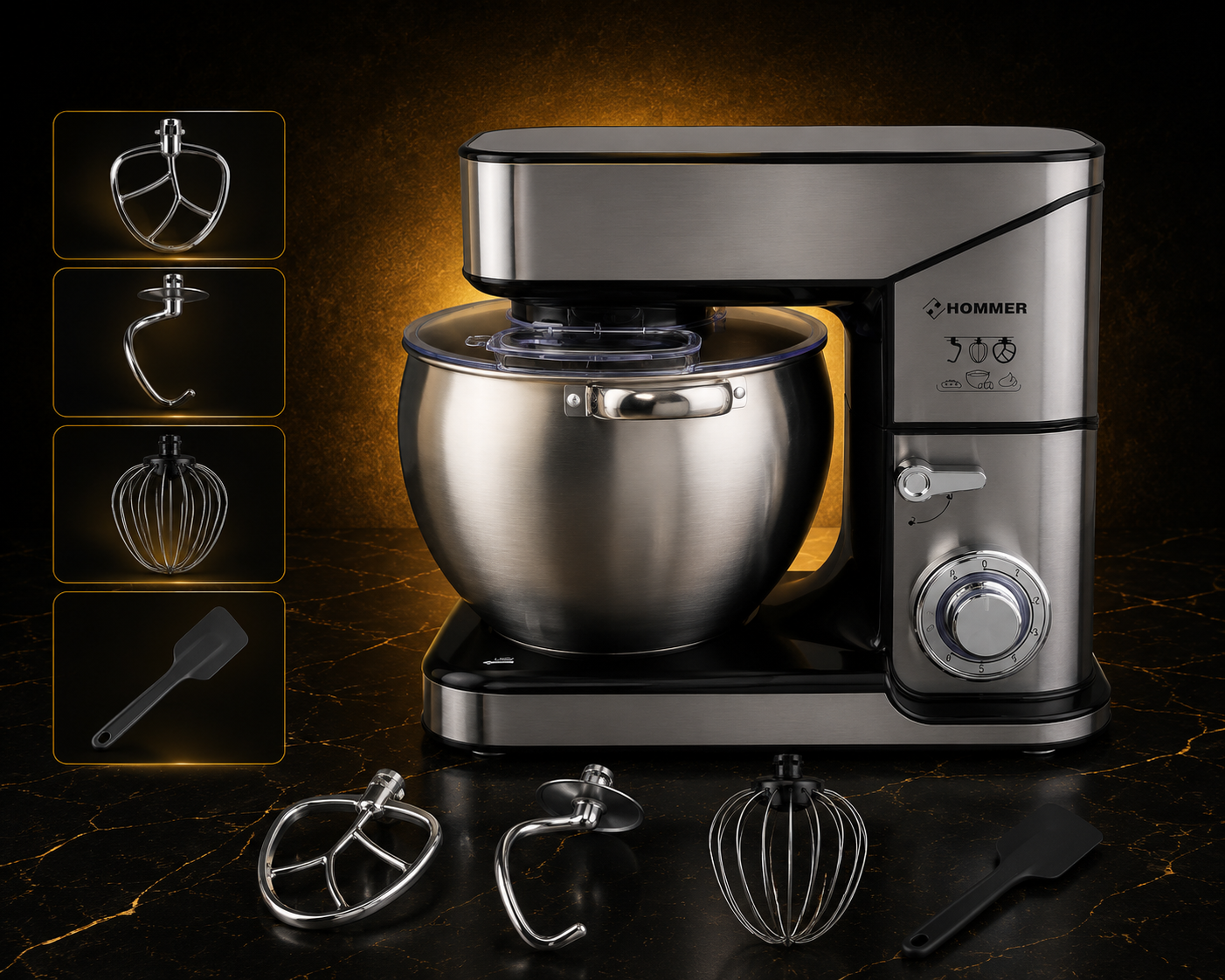 HOMELUX Stand Mixer 2500W – 12L Stainless Steel Bowl – Professional Dough & Food Mixer