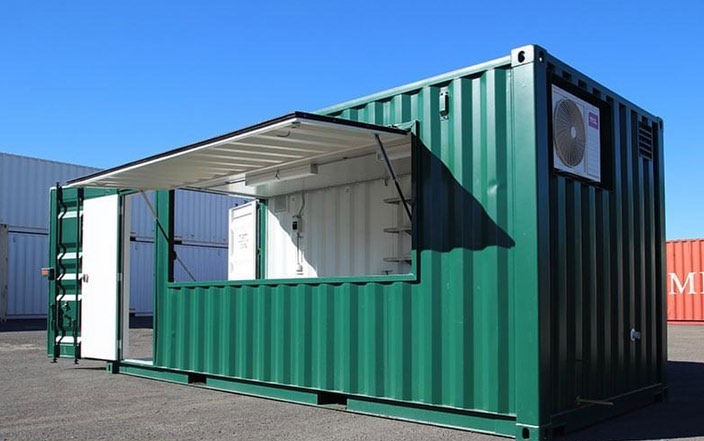 Green Shipping Container Kiosk