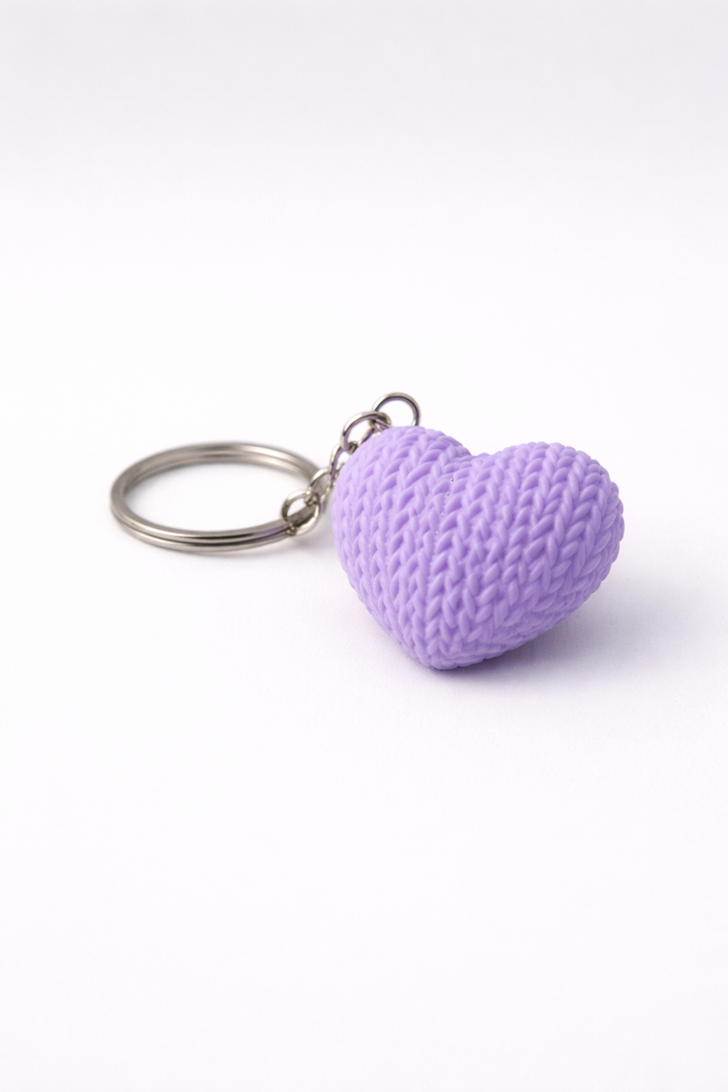 Lila Örgü Desenli Kalp Anahtarlık