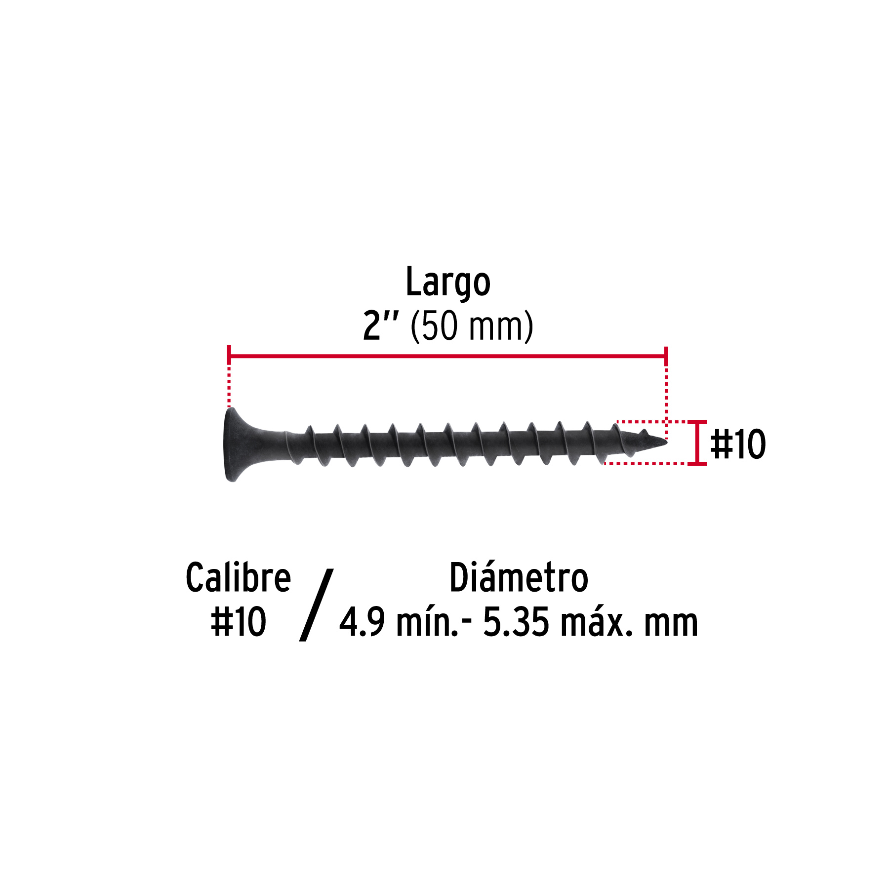 Pijas 10 x 2"cabeza plana phillips multiusos, FIERO