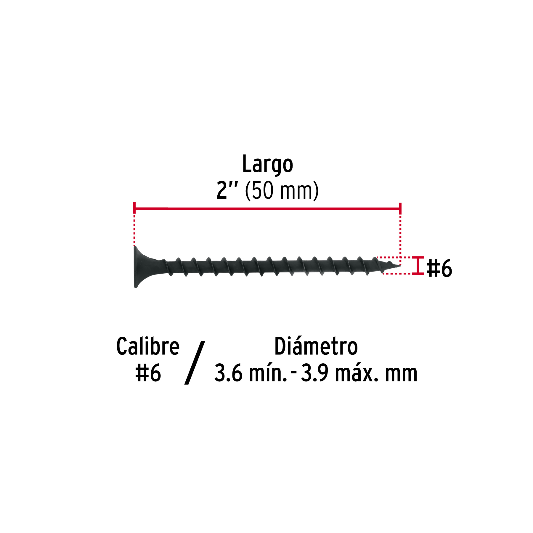 Pijas 6 x 2"cabeza plana phillips multiusos, FIERO