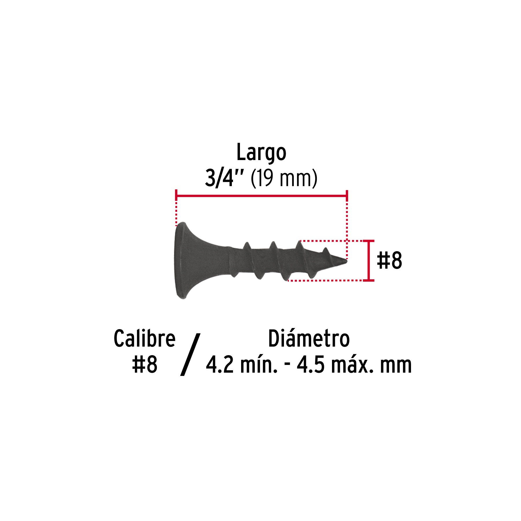 Pijas 8 x 3/4"cabeza plana phillips multiusos, FIERO
