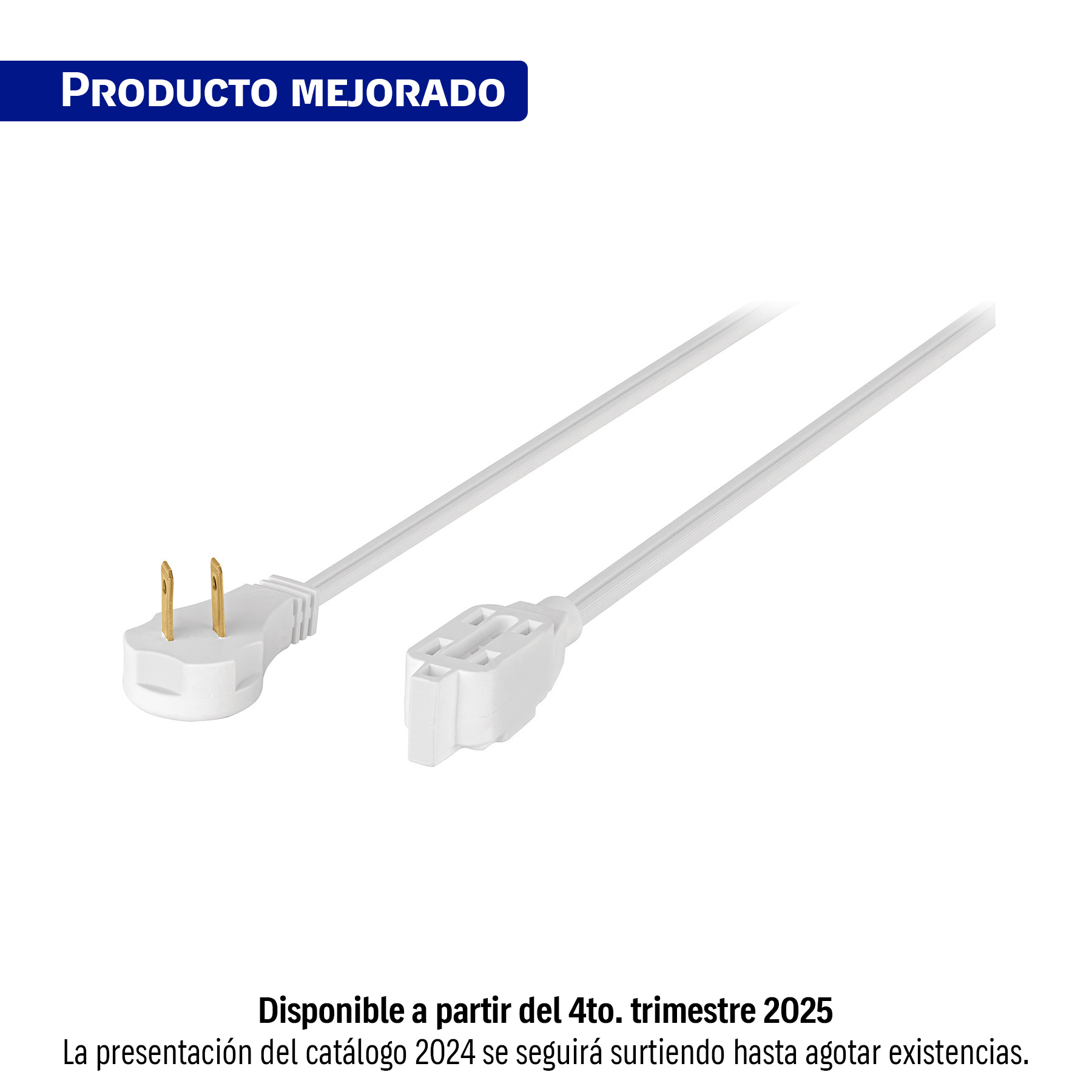 Extensión eléctrica doméstica 5 m clavija plana, blanca
