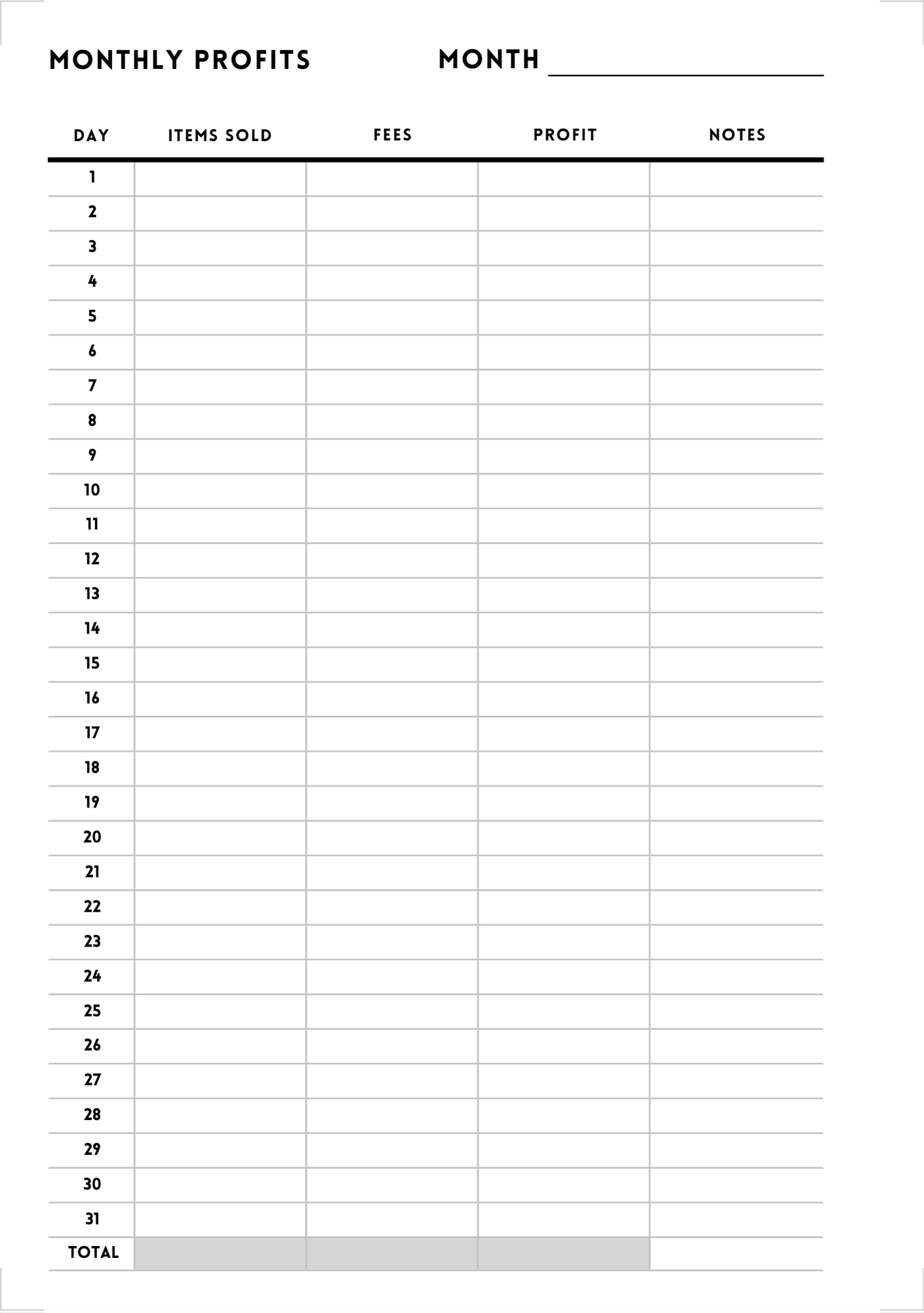 Monthly Declutter Planner