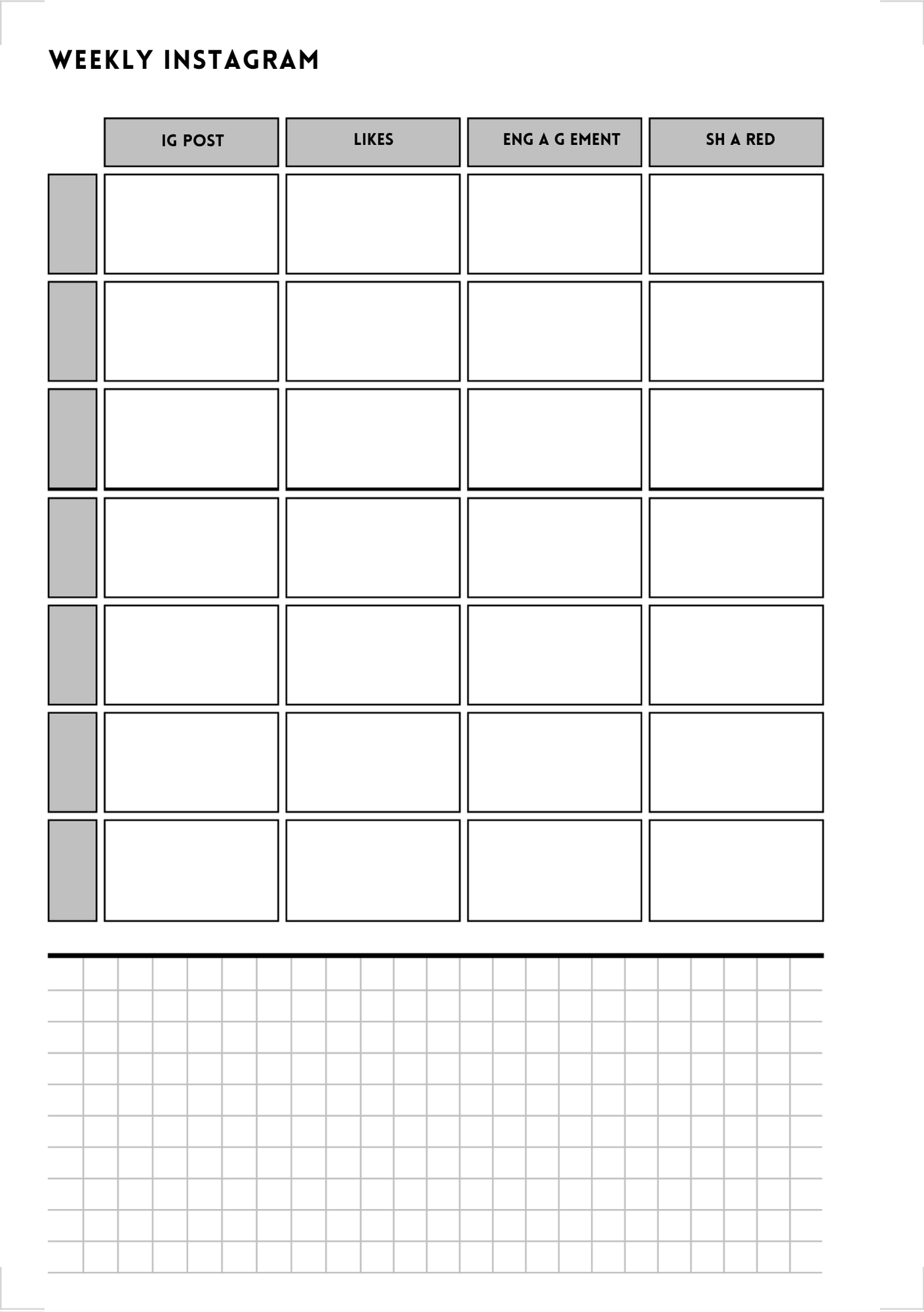 Weekly Instagram Planner