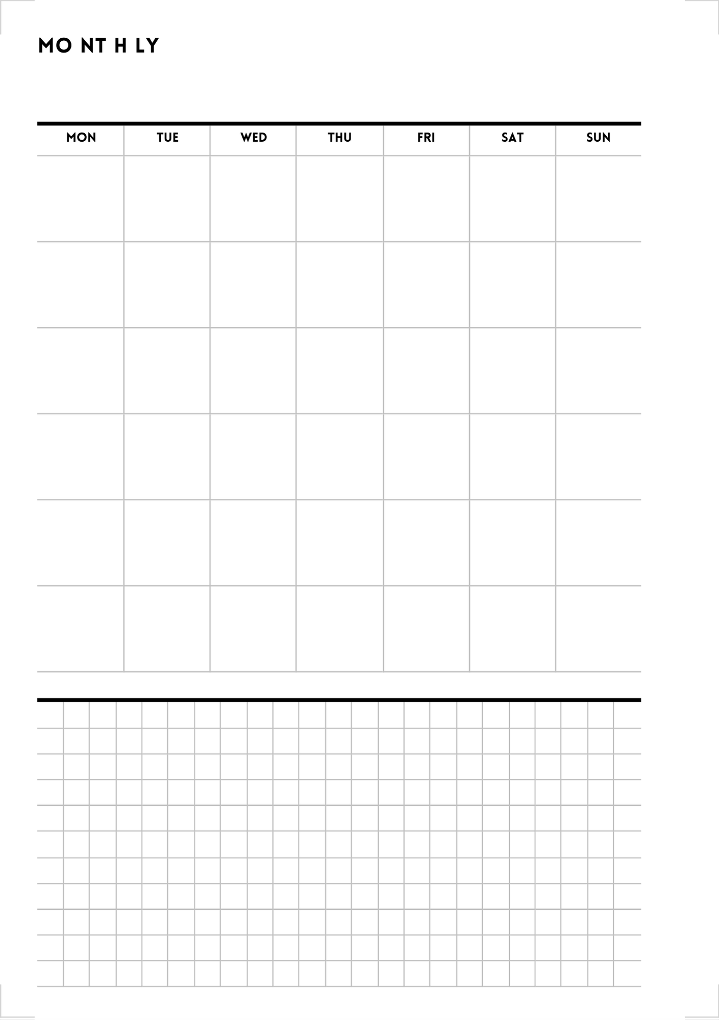 Minimalist Monthly Planner Template