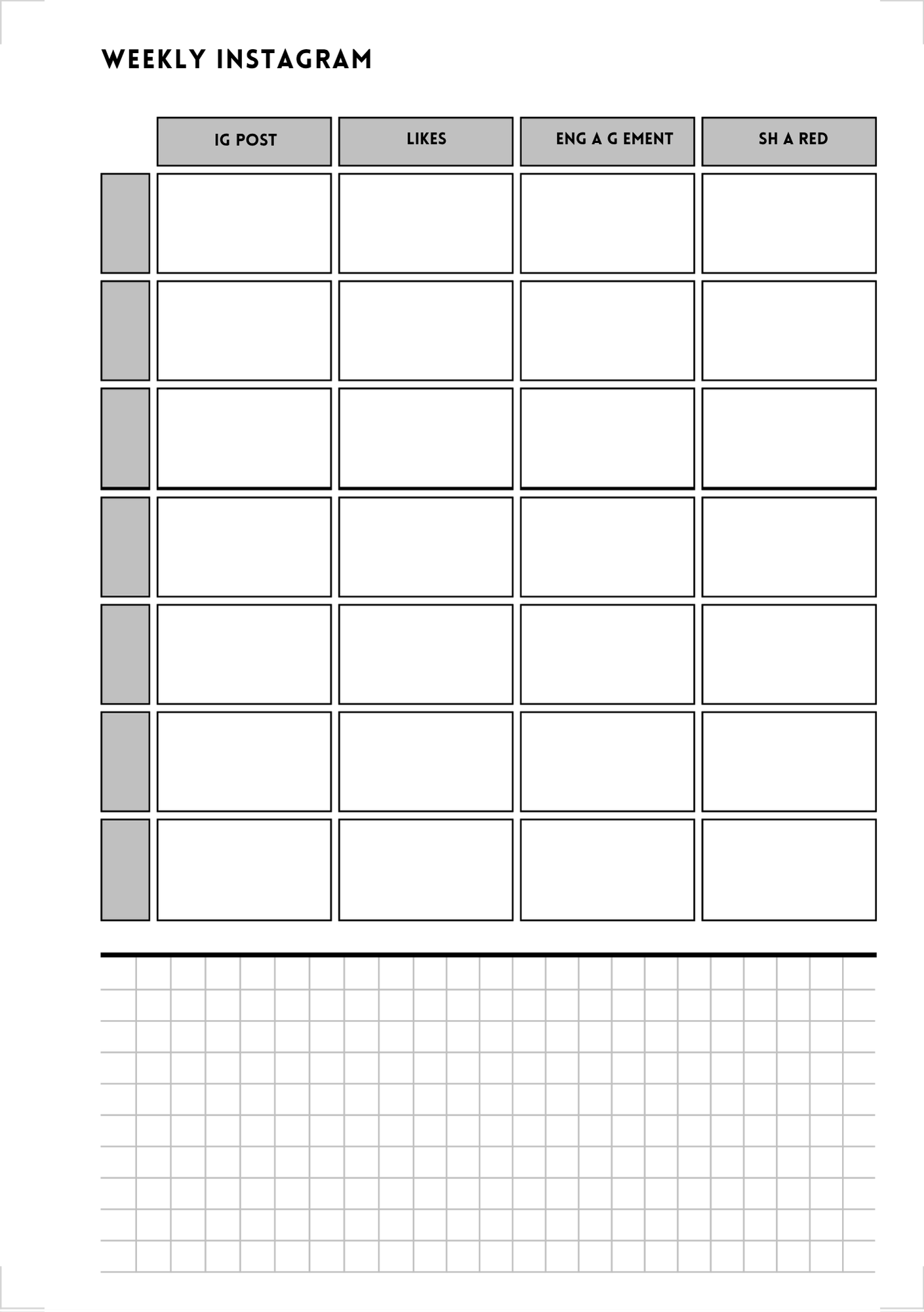 Weekly Instagram Planner