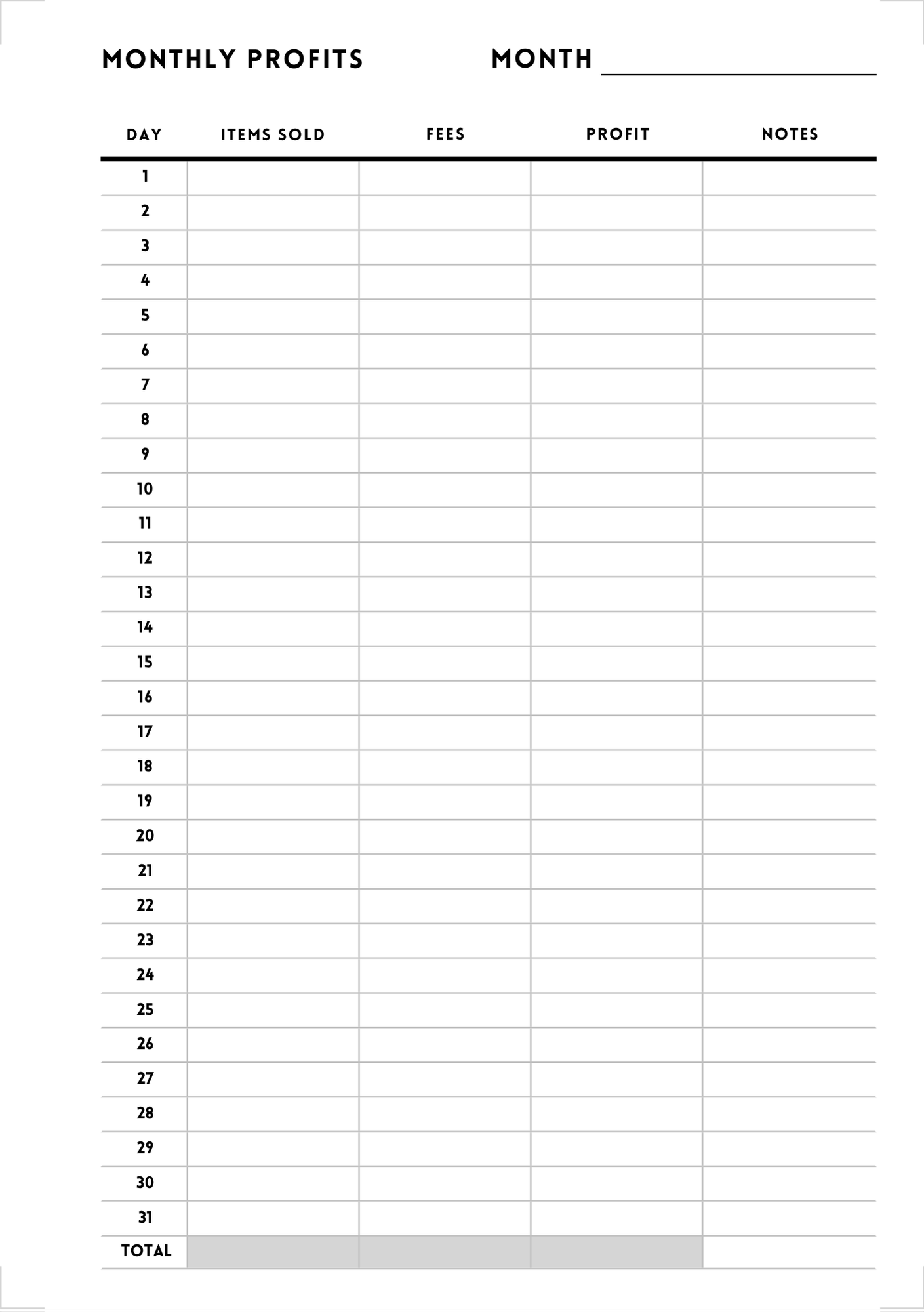 Monthly Declutter Planner