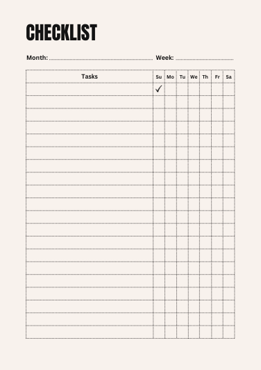 Weekly Checklist Template