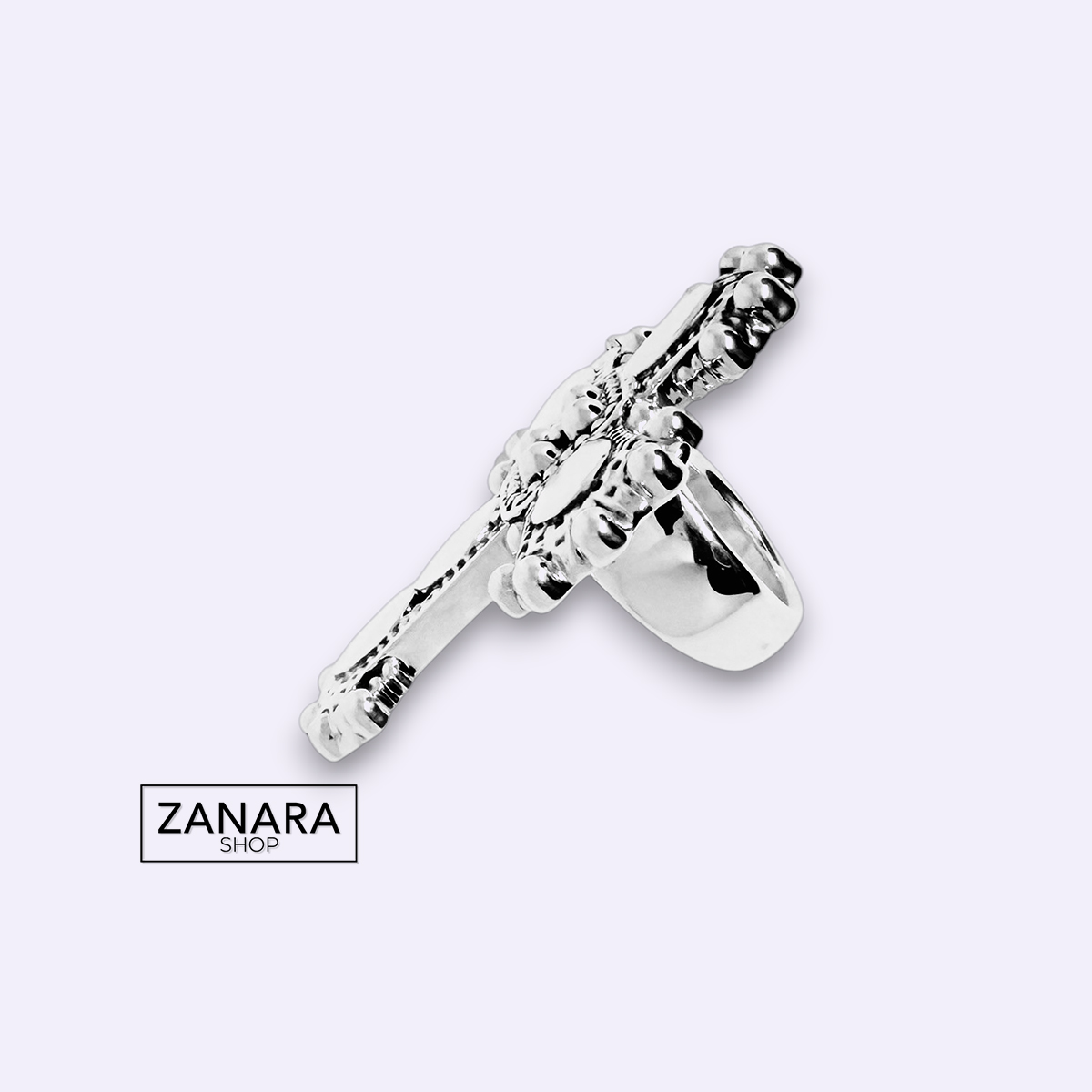 Anillo de Cruz Ornamentada de Plata 925, Electroformado 