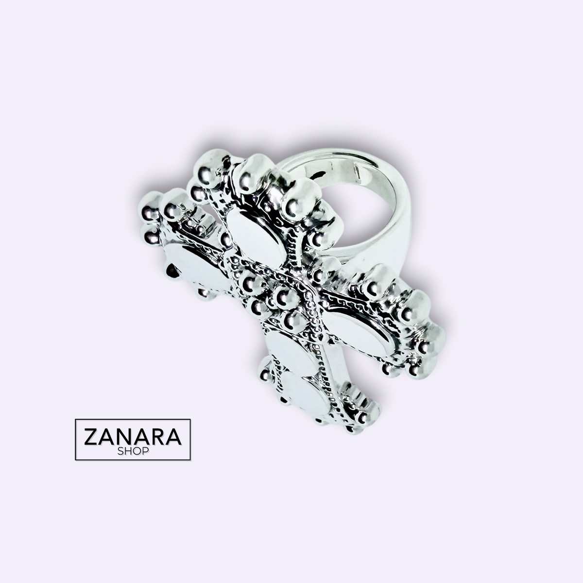 Anillo de Cruz Ornamentada de Plata 925, Electroformado 