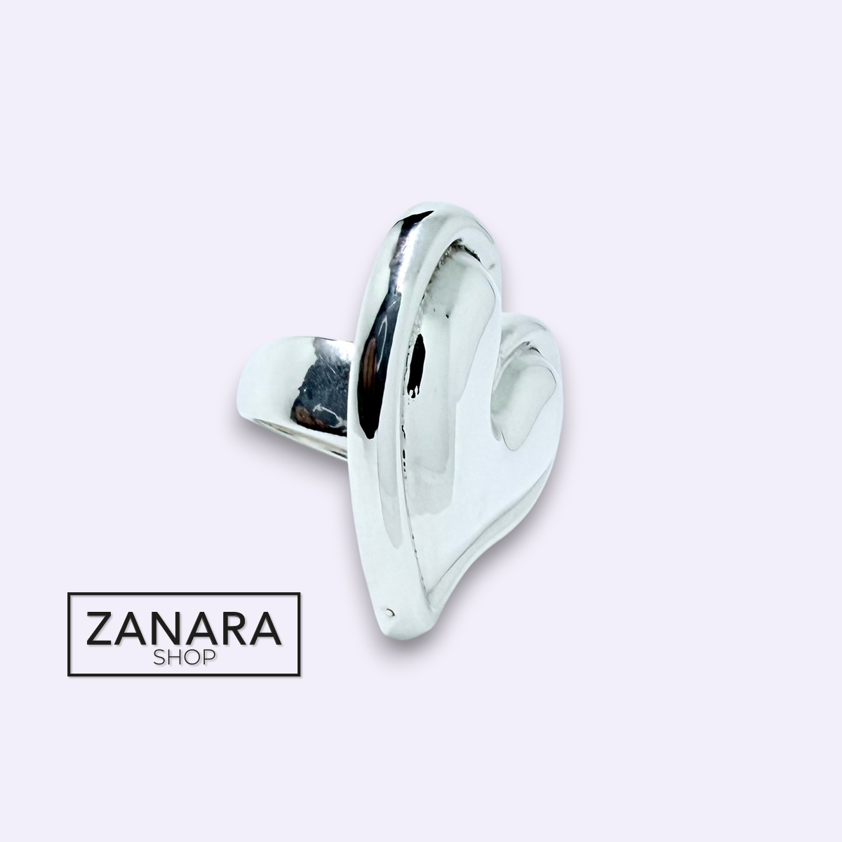 Anillo de Corazón Biselado de Plata 925, Electroformado