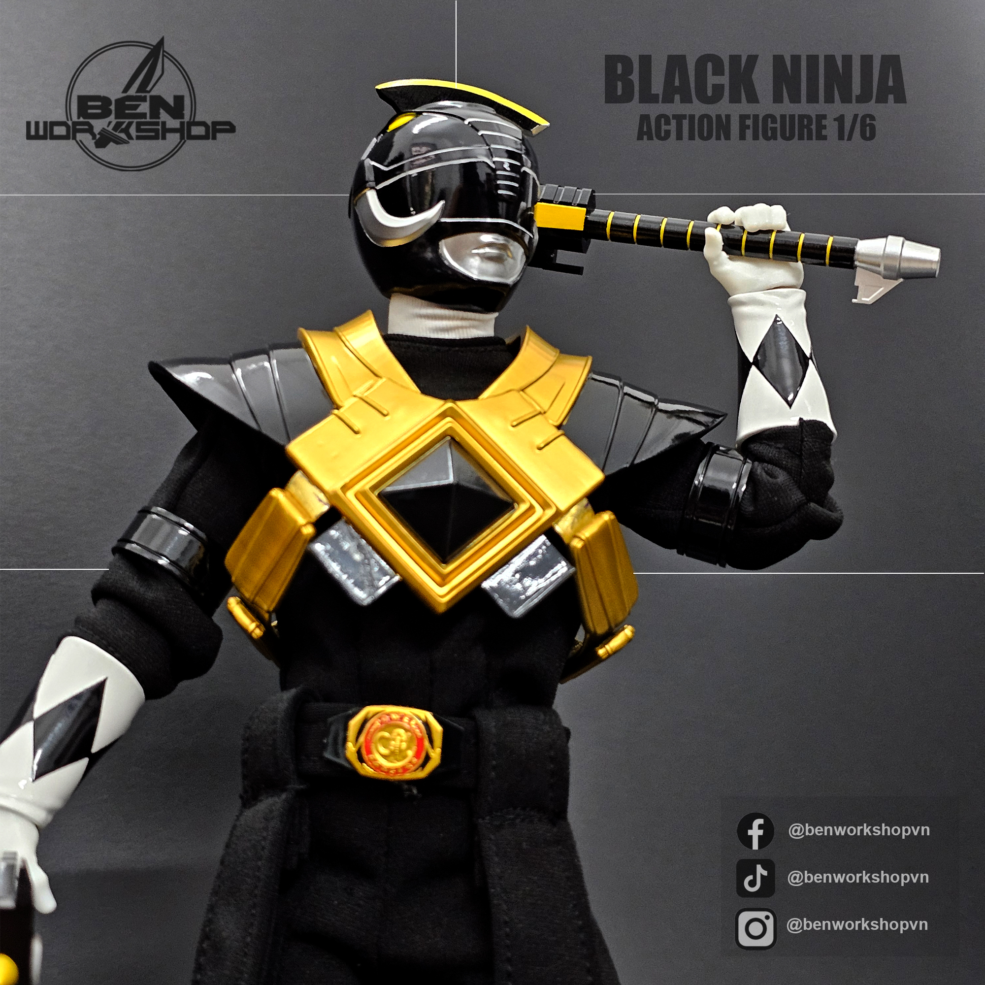 Black Ninja Action Figure 1/6