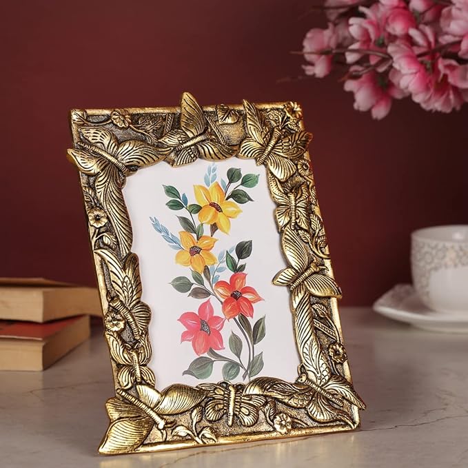Antique Gold Floral Photo Frame
