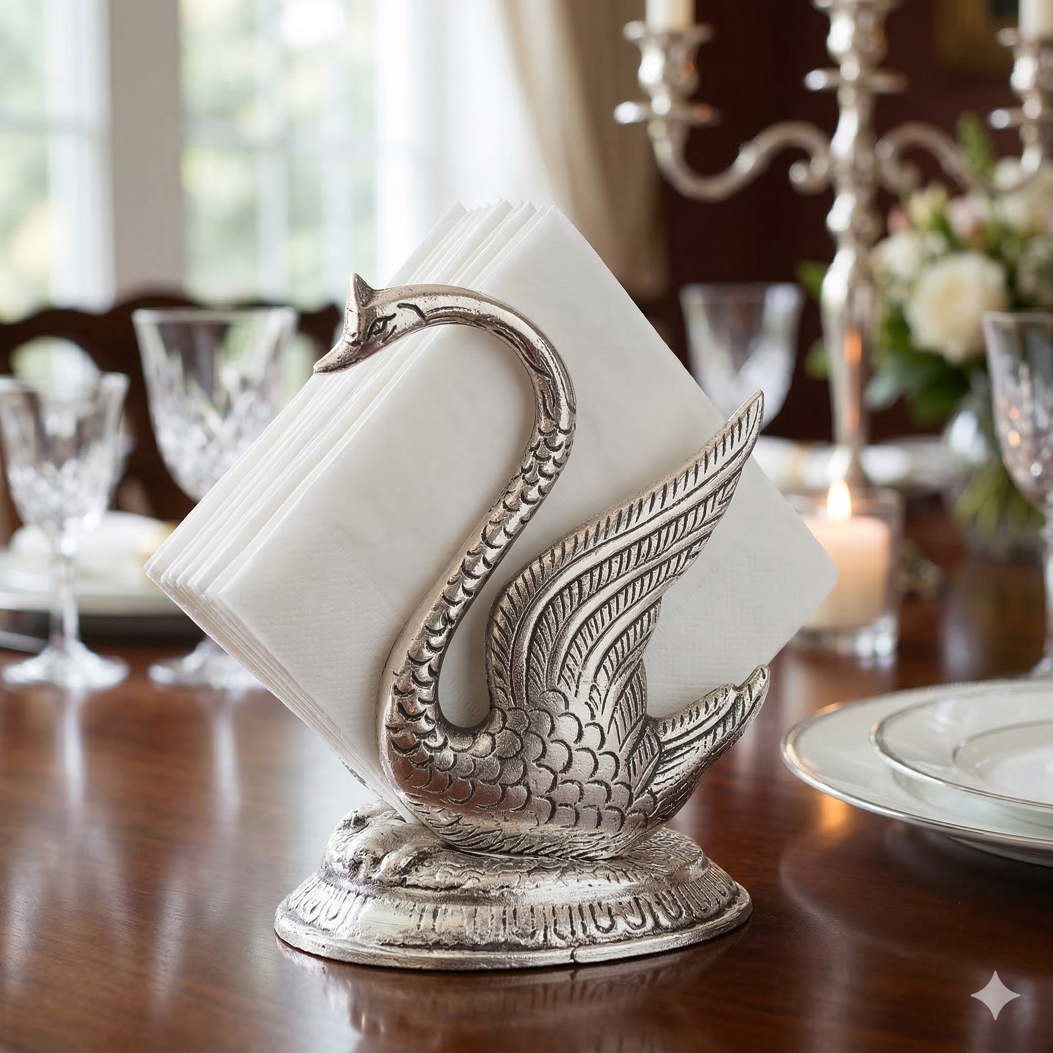 Silver Swan Napkin Holder