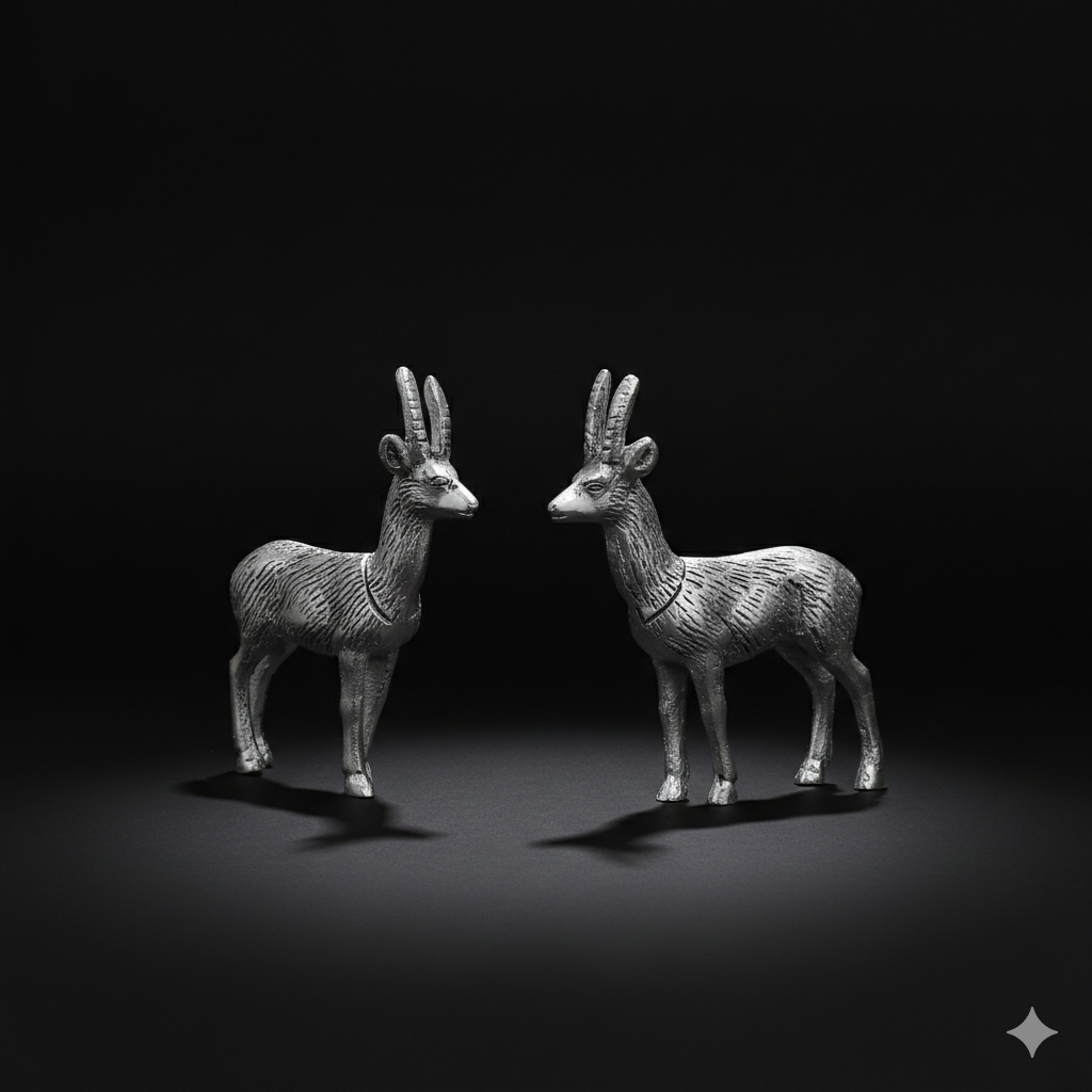 Silver Antelope Figurines