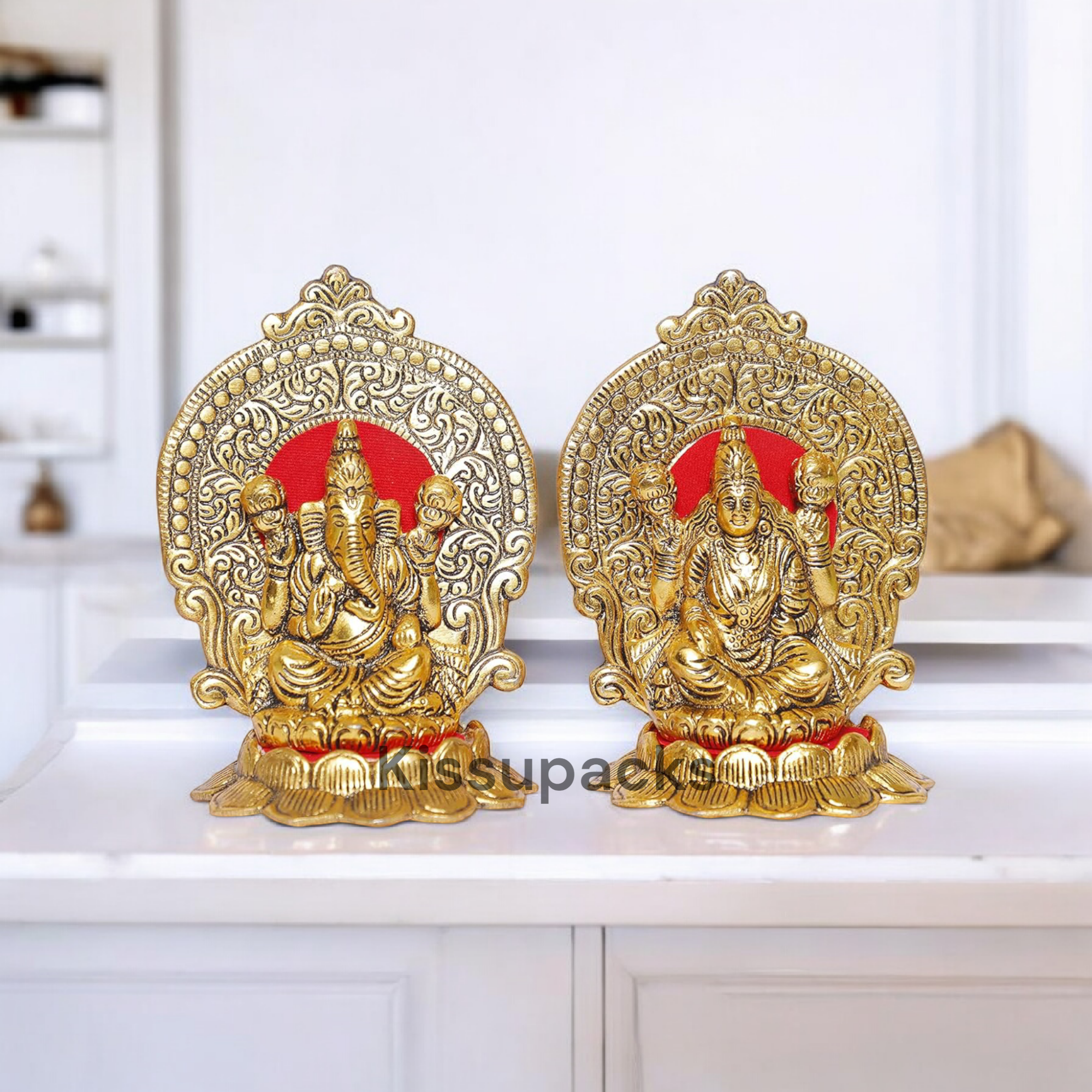 Gold-Plated Lakshmi Ganesh Idols