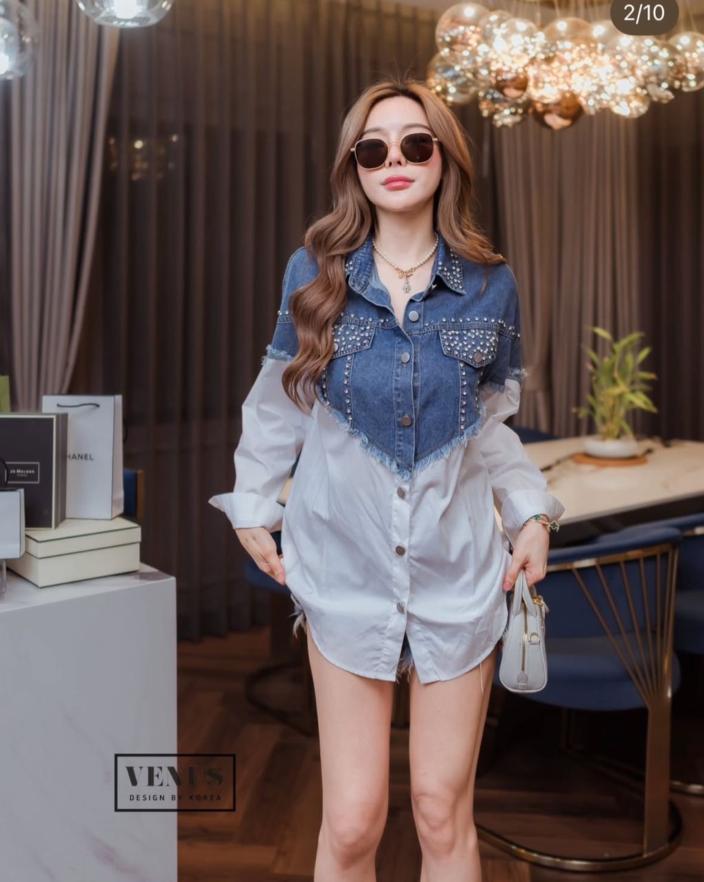 Denim Contrast Shirt Dress