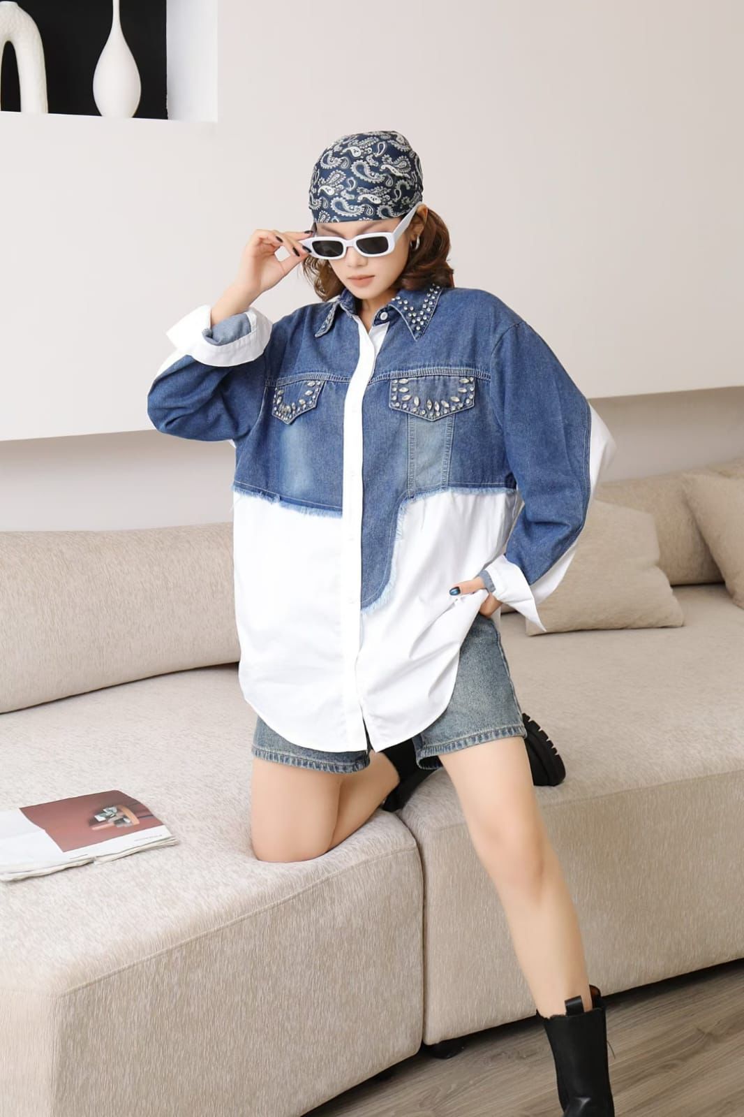 Denim Patchwork Shirt