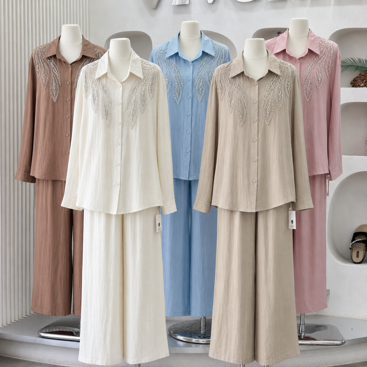 Elegant Embroidered Linen Set