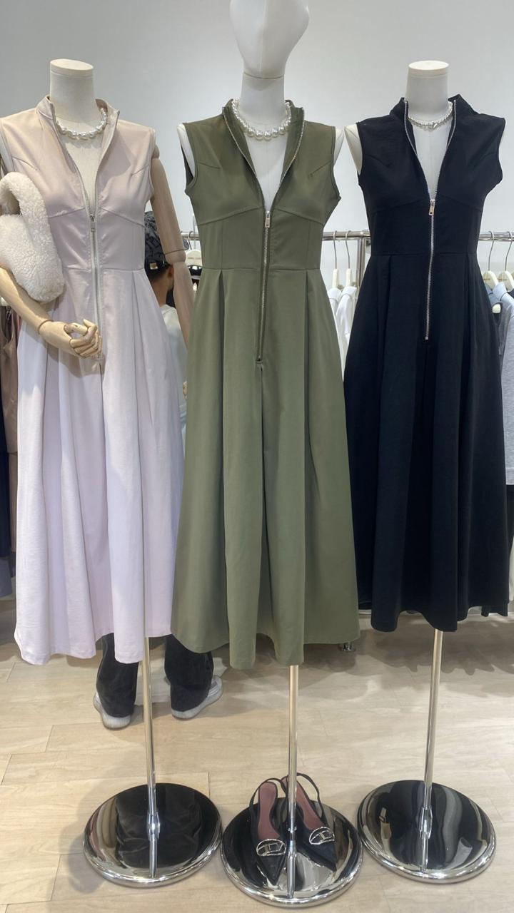 Sleeveless Zip-Up Midi Dress