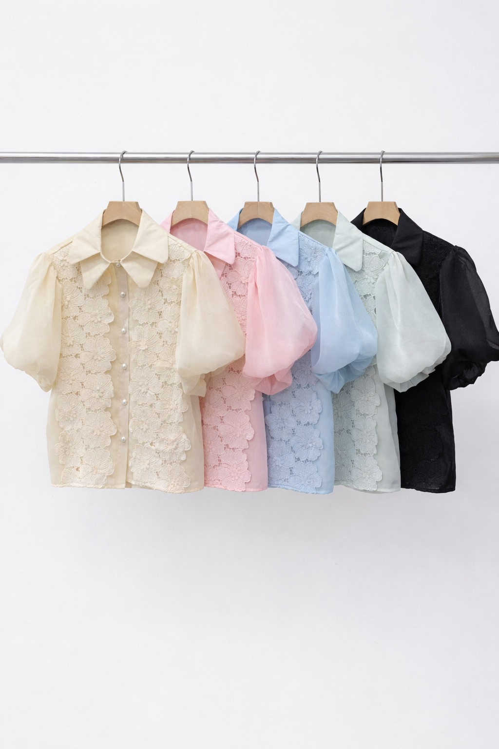 Floral Lace Puff Sleeve Blouse