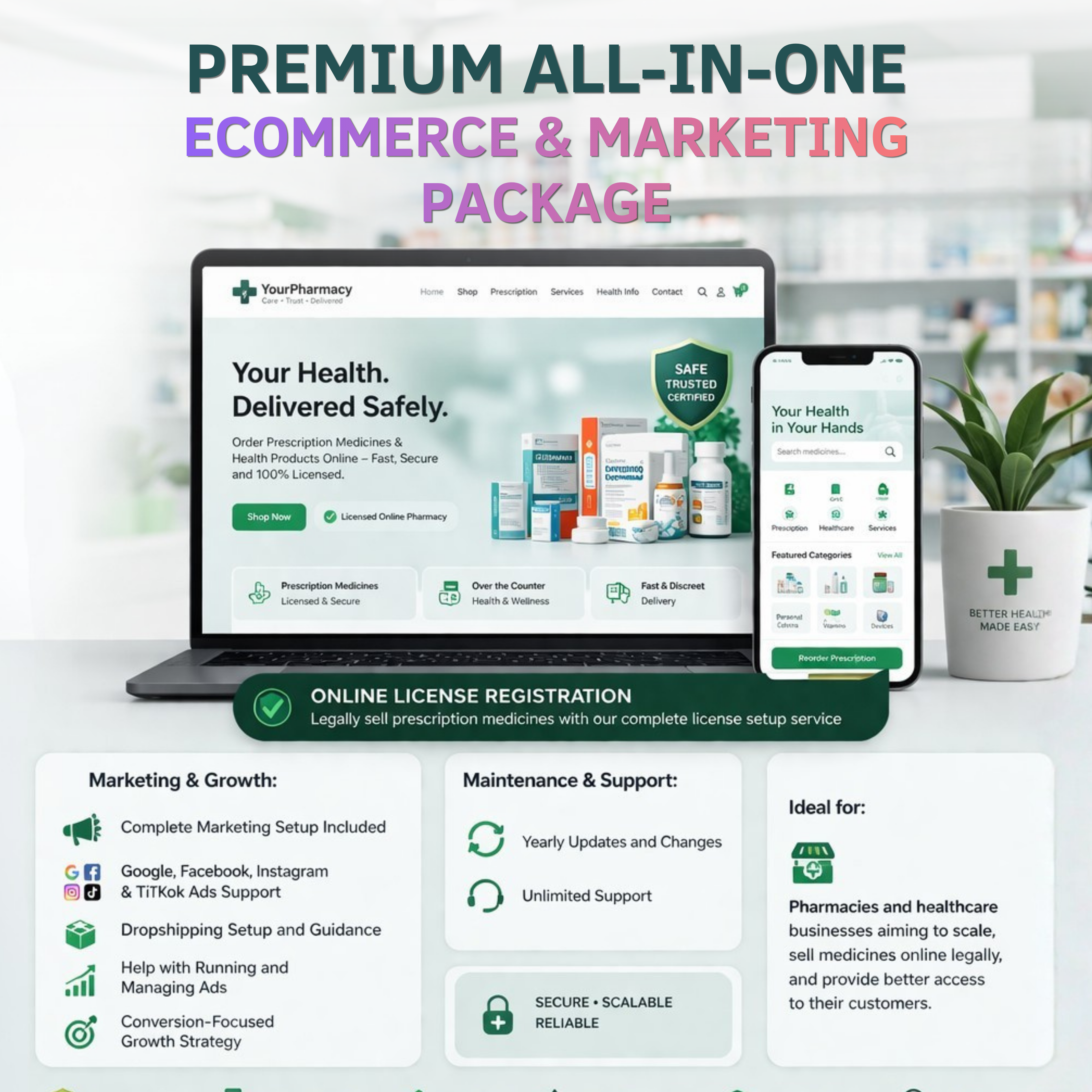 Premium Pharmacy eCommerce & Marketing Package