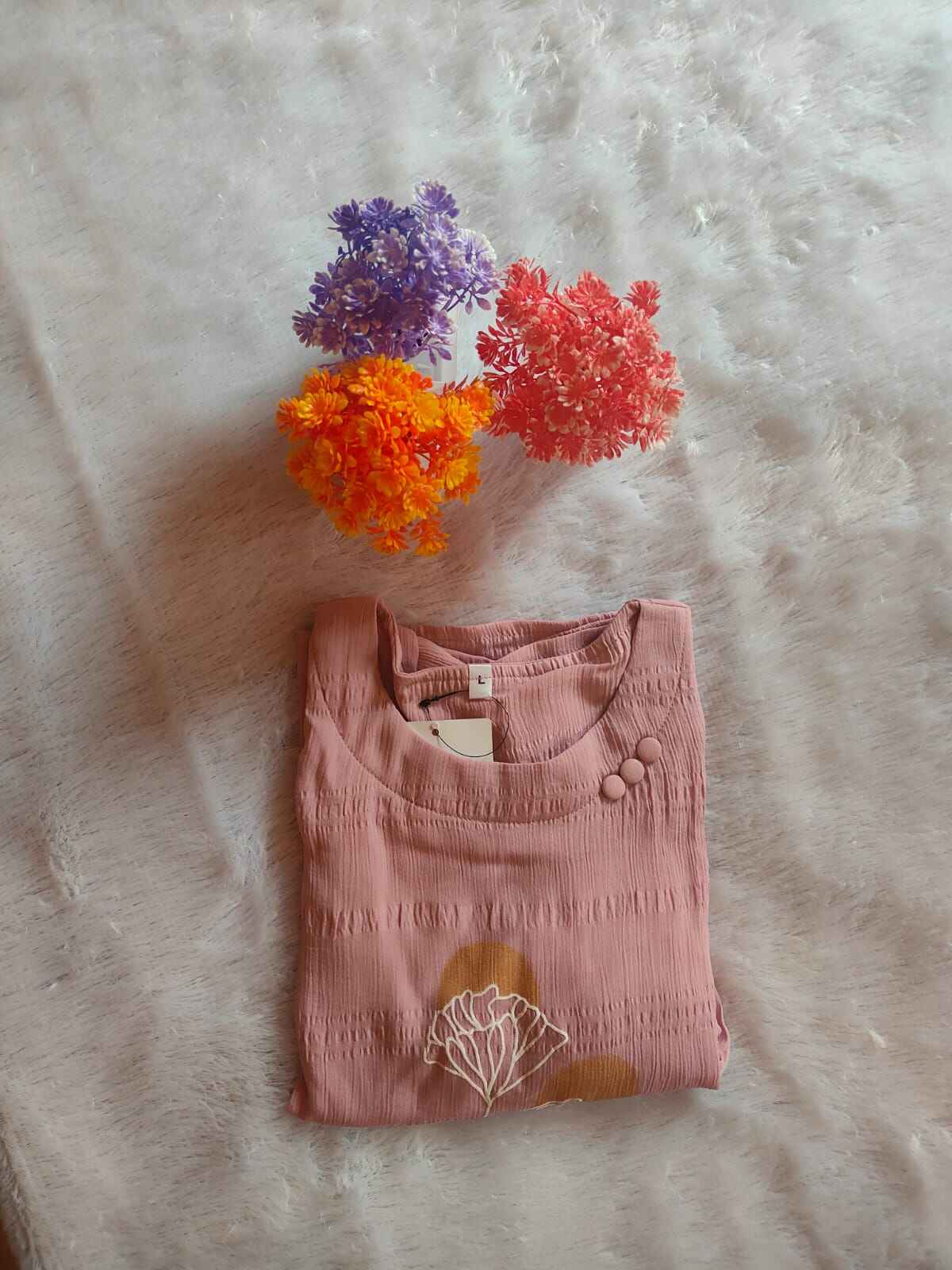 Blush Pink Puff Sleeve Top_A2424