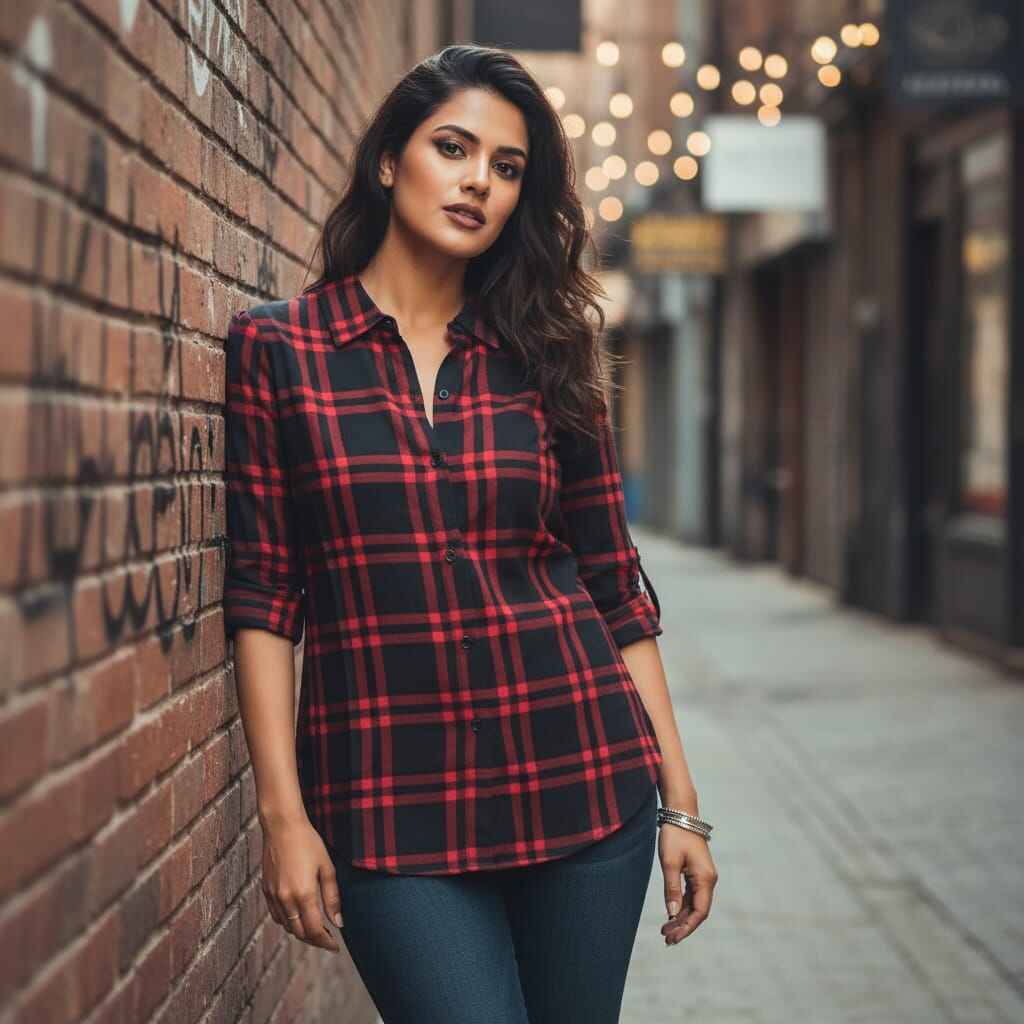 Red & Black Plaid Shirt_S4041