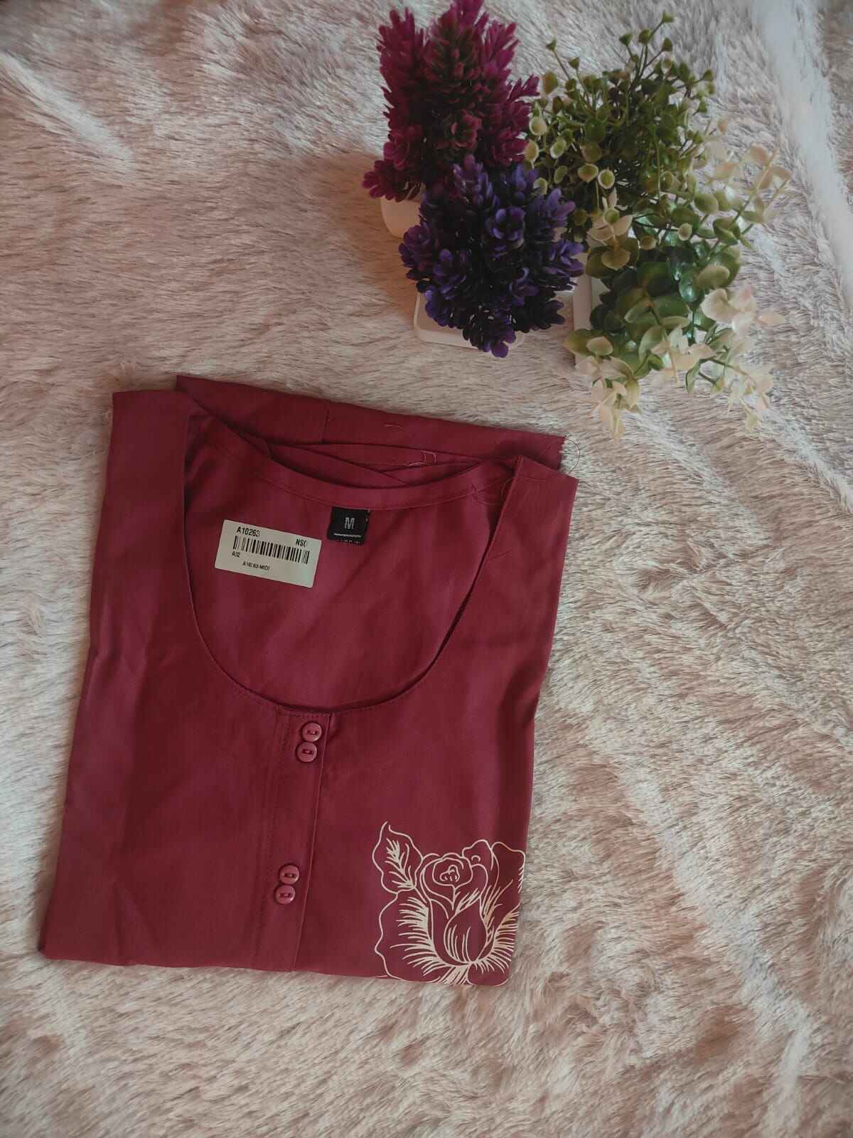 Embroidered Floral Pink Rose Dust  Kurti_A10263