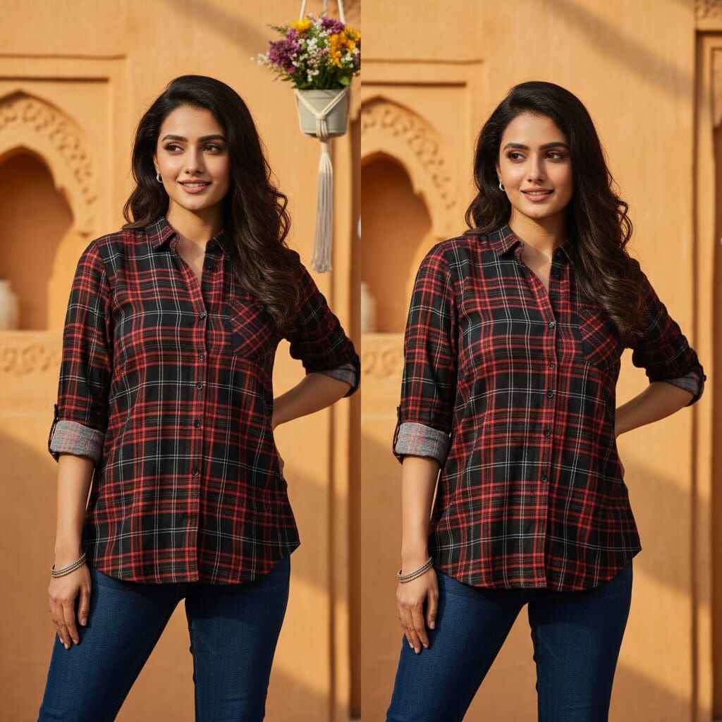 Red Checkered Casual Shirt