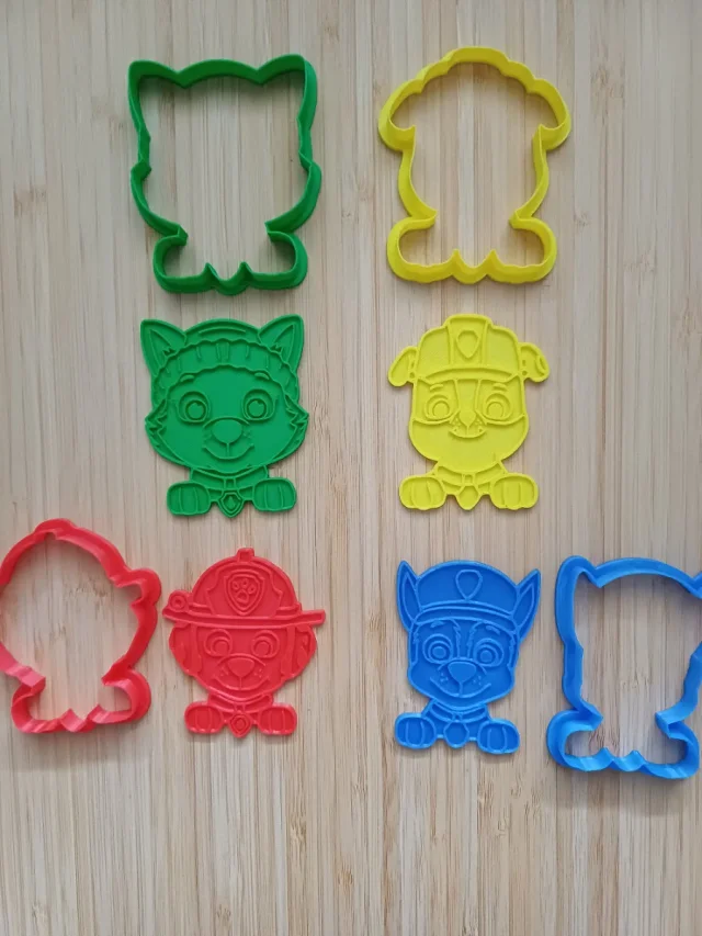 Set de 4 Cortadores Patrulla Canina | Moldes para Galletas y Plastilina