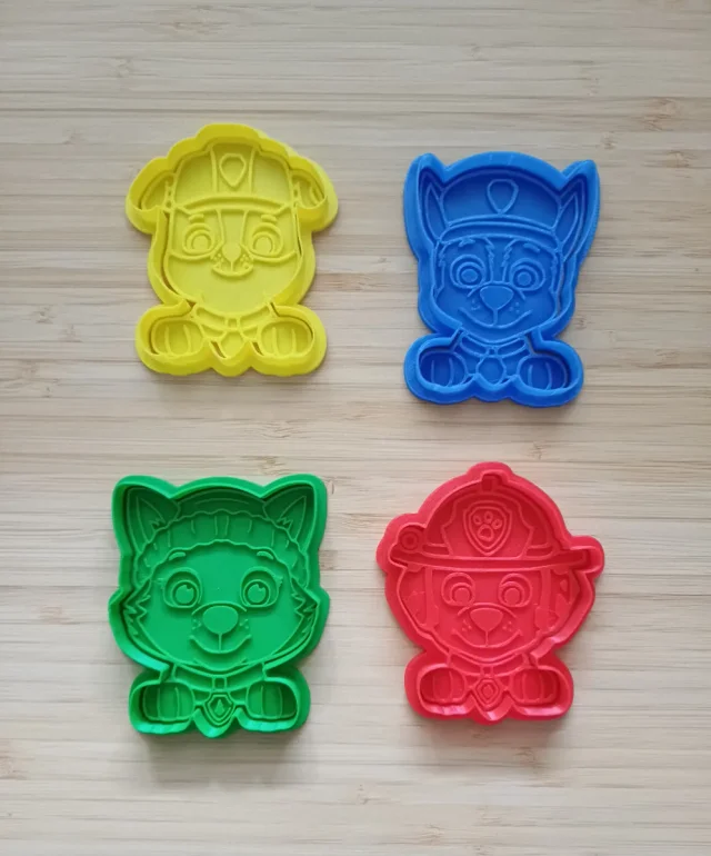 Set de 4 Cortadores Patrulla Canina | Moldes para Galletas y Plastilina