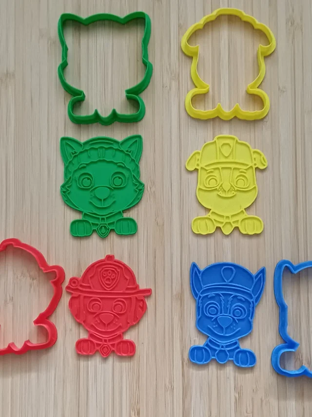 Set de 4 Cortadores Patrulla Canina | Moldes para Galletas y Plastilina