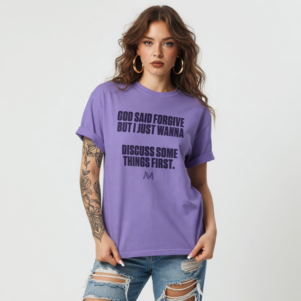 GOD SAID FORGIVE VIOLET TEE
