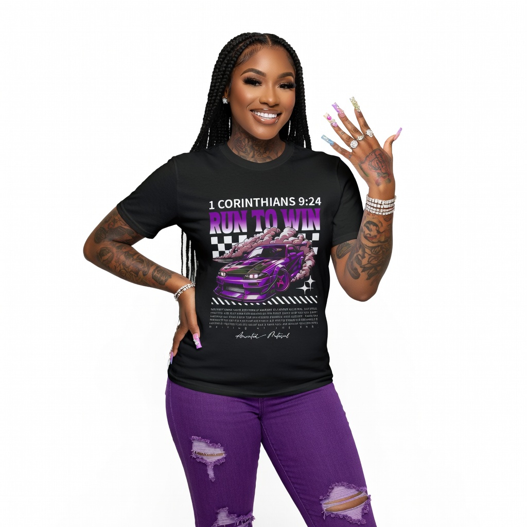 1 Corinthians 9:24 - Run To Win Black Tee