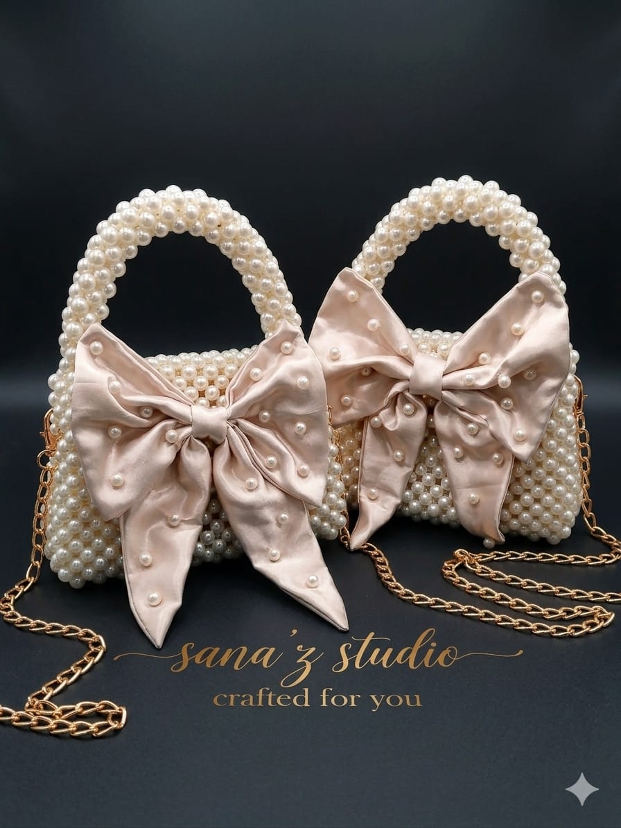 Pearl Beaded Bow Handbag