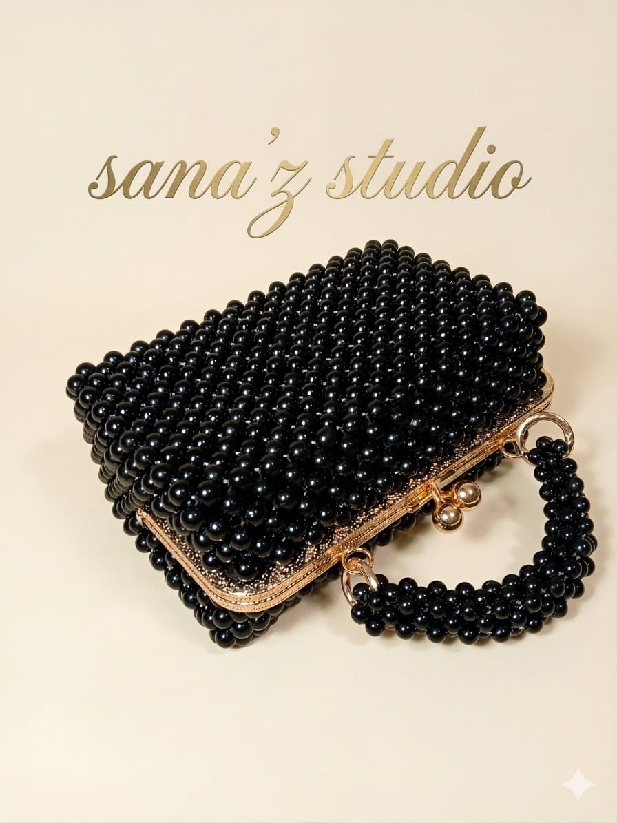 Black pearl metal clutch 